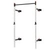 Folding Squat Rack with Pull Up Bar, Wall Mounted and Adjustable, 1000 Pounds Capacity Power Rack, White