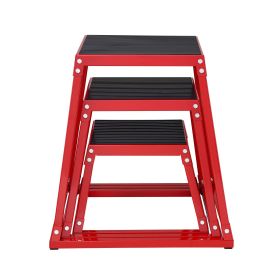 VEVOR Plyometric Jump Boxes, 12/18/24 Inch Plyo Box, Platform and Jumping Agility Box (Color: Red, size: 12 inch + 18 inch + 24 inch)